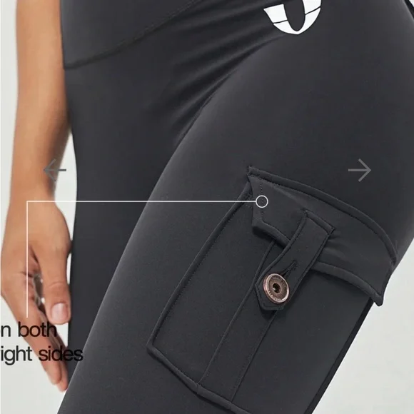 Firmabs Black High-Waisted Leggings with Cargo Pockets - Picture 3 of 9